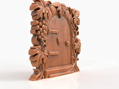 Grapevine Fairy Door Gnome Door Whimsical Vine Carving 3D print model