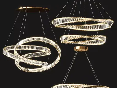 Collection Spiral Crystal Chandelier 3D model