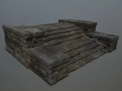 Ruin Stairs Low-poly 3D model 7