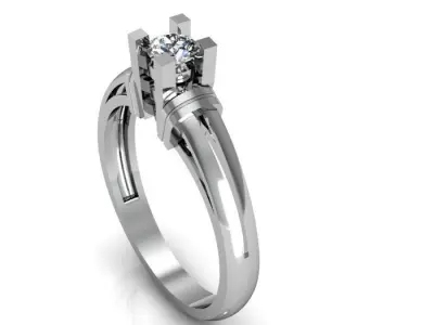 Single Diamond Wedding Ring For Women 3D print model