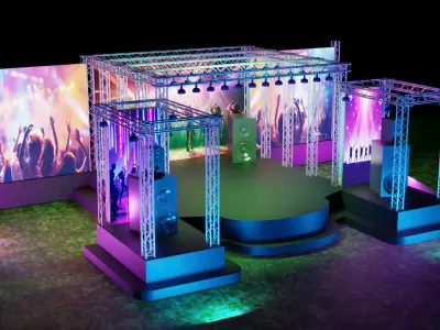 A concert music stage 3D model 3D model