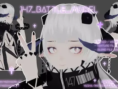 Vtuber  Vrchat model  Gunblades Low-poly 3D model