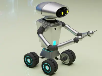  Robot assistant silver metallic 3D model