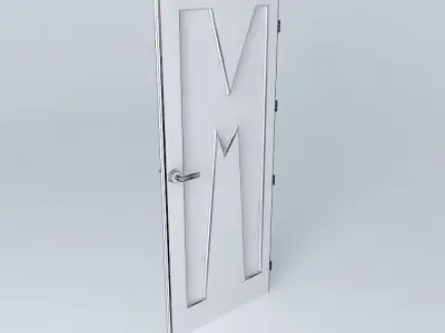 Letter M 3D door very detail with glass lock and hinger Free 3D model
