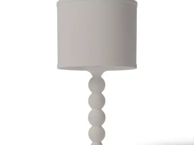 Sculptural Wood Sphere Table Lamp with Linen Shade - Naturalist Low-poly 3D model