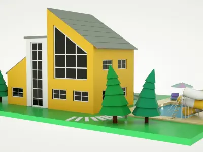 Modern House Low-poly 3D model