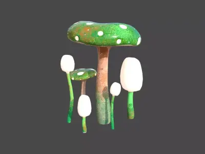 Fantasy Mushroom H09 Green Orange - Scene Backdrop Design Low-poly 3D model
