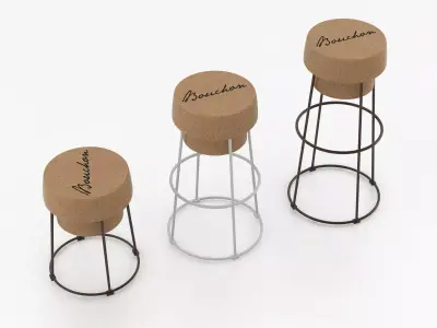 Bouchon stool with cork base 3D model