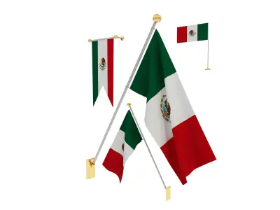 Flags of Mexico 3D model