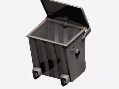 Galvanize big street garbage container Low-poly 3D model