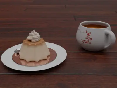 Pudding still life 3D model  3D model