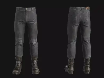 Jeans and Boots Low-poly 3D model