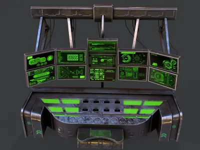 Sci-Fi Consolo Computer Base 6  Low-poly 3D model