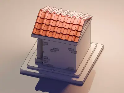 Line Art House Low-poly 3D model