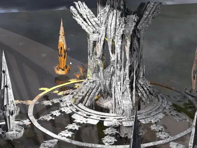 Pillars of Hercules Sci fi City 2 Low-poly 3D model