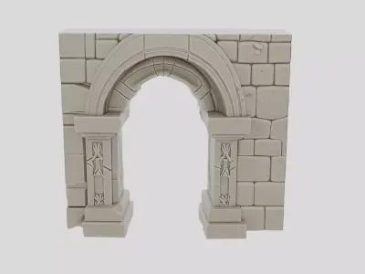 Fantasy Stone Dungeon Doorway Frame for 3D print Low-poly 3D model