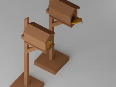 Wooden Mailbox Low-poly 3D model
