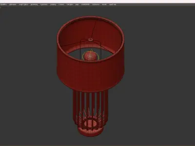 Caged Gold Linen Shade Table Lamp Low-poly 3D model