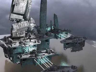 Halo Forerunner Inspired Hologram Bridges Extended 3D model