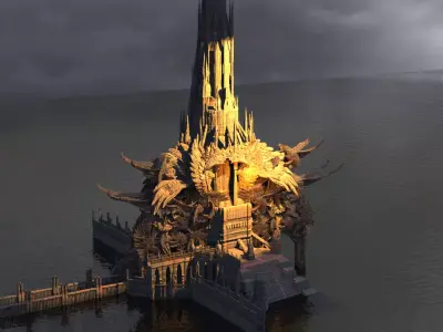 Ishtar Winged Tower island 3D model