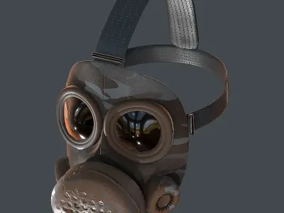 Gas mask helmet 3d model scifi Low-poly  Low-poly 3D model