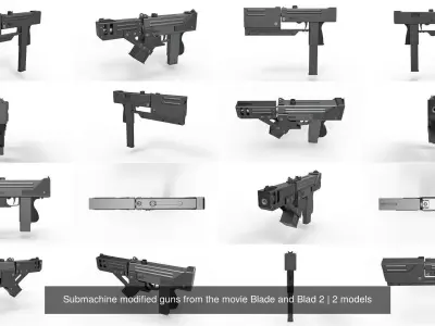 Submachine modified guns from the movie Blade and Blad 2 3D Model Pack