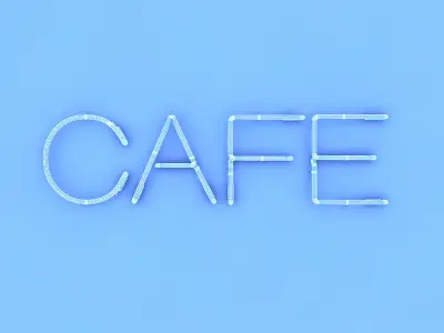 Cafe Neon Sign Low-poly 3D model