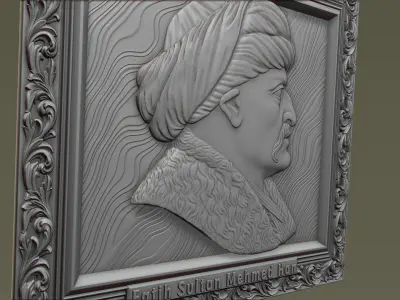 The Portrait of Mehmed II bas relief 3D print model