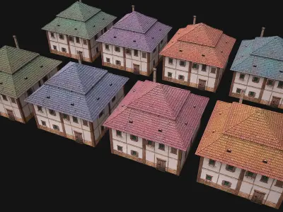 Medieval Two Storey House Low-poly 3D model