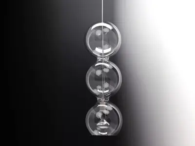 Trepalle three clear glass balls hanging from ceiling 3D model