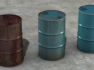 oil barrel set 01 Free low-poly 3D model