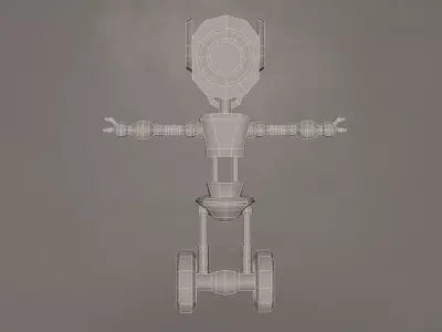 Low Poly Wheel Robot- Rigged Low-poly 3D model
