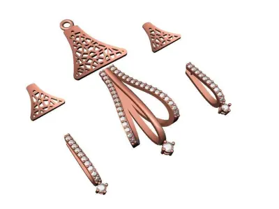 072 - Delicate Jali Pendant Set for Girls 3D print model