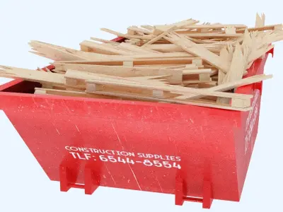 Industrial Container with broken pallets 3D model