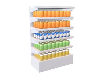 Canned Drinks On Shelf v1 002 3D model