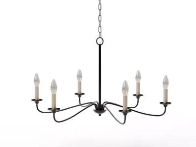 Quinn Wide 6-Light Chandelier - Old Bronze Industrial Modern Low-poly 3D model