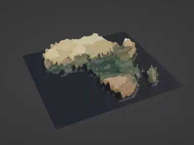 Africa Map Topography  Low-poly 3D model