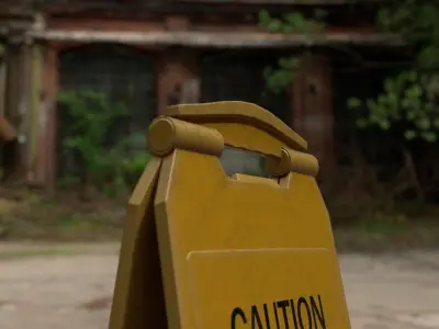 Wet Floor Caution Sign Low-poly 3D model