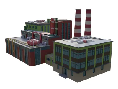 Factory Low-poly 3D model