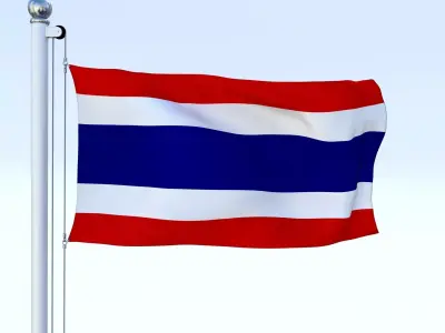 Animated Thailand Flag Low-poly 3D model