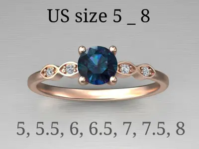 Solitaire Engagement Diamond Women Ring US Size 5-8 3D print model