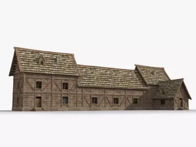Medieval house x7 Low-poly 3D model