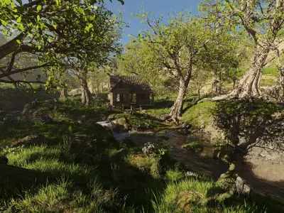 Cabin River Scene 3D model
