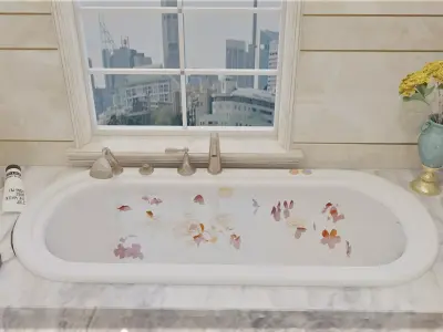 Luxury Bright Bathroom with Bathtub 3D model