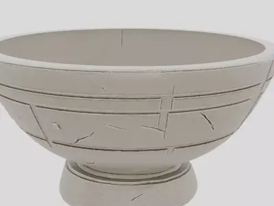 Ancient Fantasy Stone Sacrificial Bowl for 3D print Low-poly 3D model