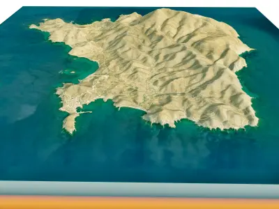 Psara Island 3D model terrain Low-poly 3D model