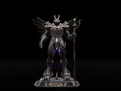 Ancient Mecha Guardian  Ornate Armor Robot for Fantasy Sci-Fi Low-poly 3D model