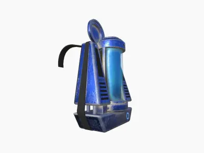 SciFi Backpack J06 Blue Metal - Fashion Character Design Low-poly 3D model