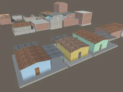 pack of slum houses Low-poly 3D model