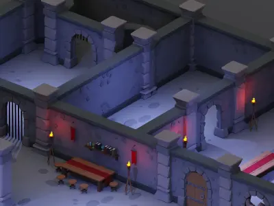 Dungeon Pack - 52 Assets Low-poly 3D model